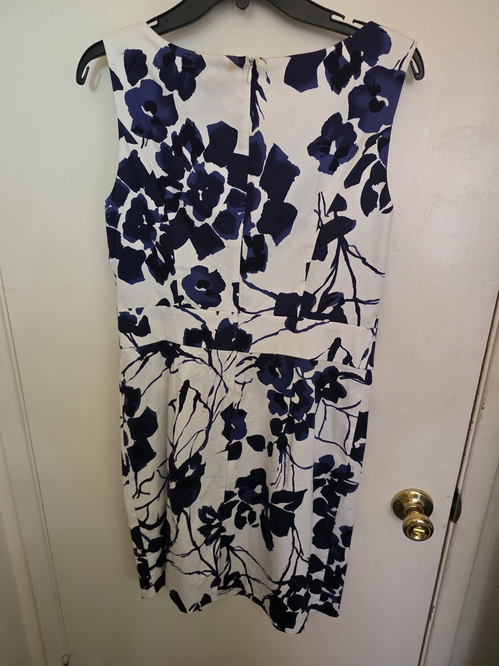 AGB White Dress with Navy Floral Print